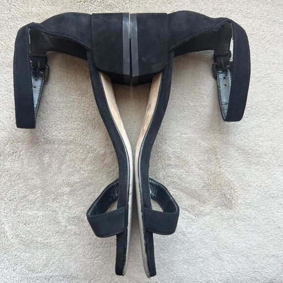 Stuart Weitzman Nudist June Black Suede Low Block Heel Ankle Strap Sandal US 5.5 - Picture 6 of 16